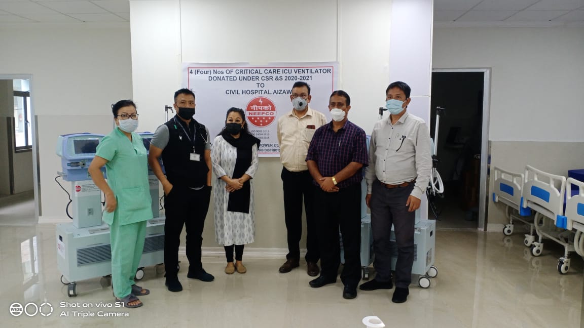 नीपको ने सिविल अस्पताल, आइजोल, मिजोरम को 4 क्रिटिकल केयर आईसीयू वेंटिलेटर दान किए